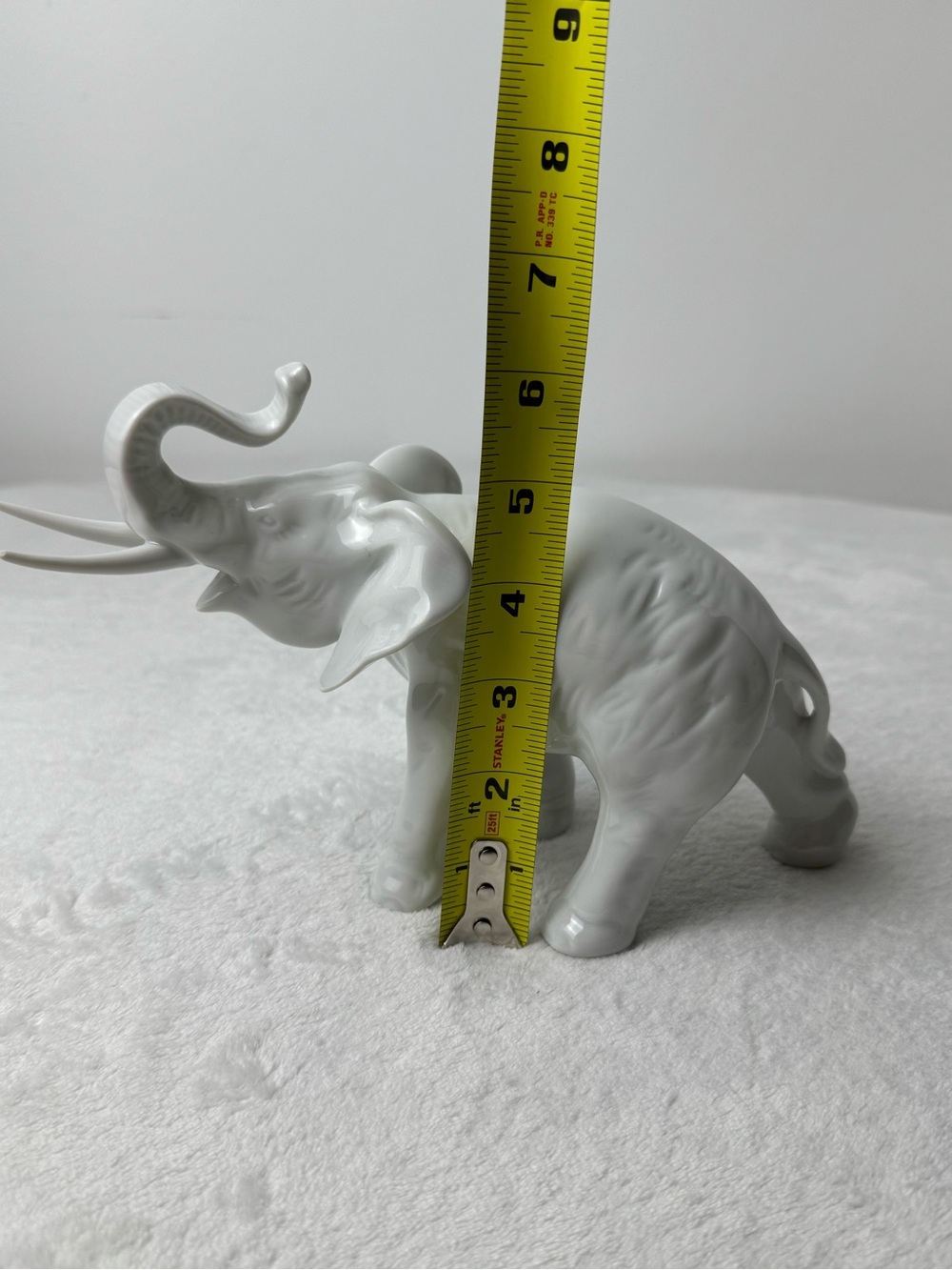 Vintage Royal Dux Elephant Figurine Porcelain White Glaze Czech 9”